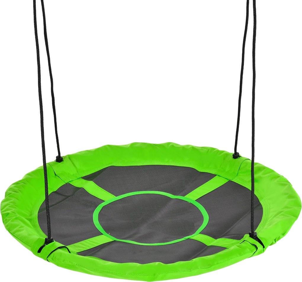 Outsunny Hinta Fészek Ø110 cm, Függő Hinta 100 kg-ig, Állítható Gyerek Hinta, Kerek Kerti Hinta 3-12 éves gyerekeknek, Zöld | Aosom