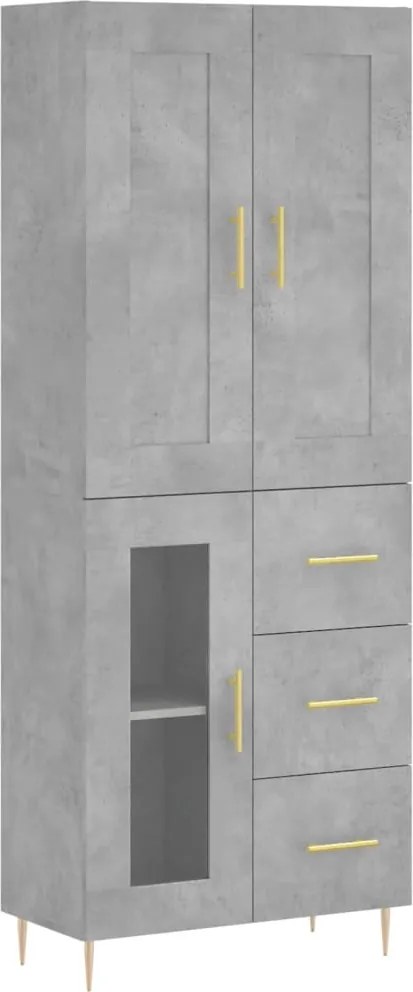 vidaXL betonszürke szerelt fa magasszekrény 69,5 x 34 x 180 cm
