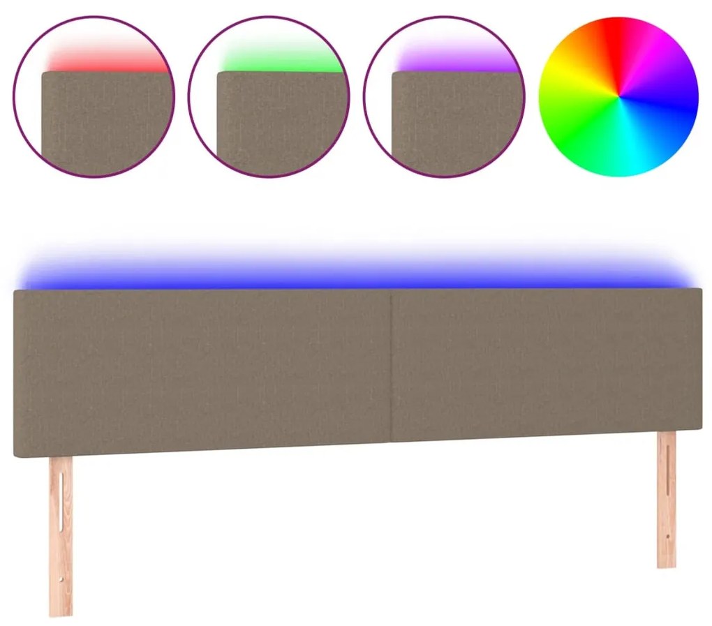 tópszínű szövet LED-es fejtámla 160x5x78/88 cm