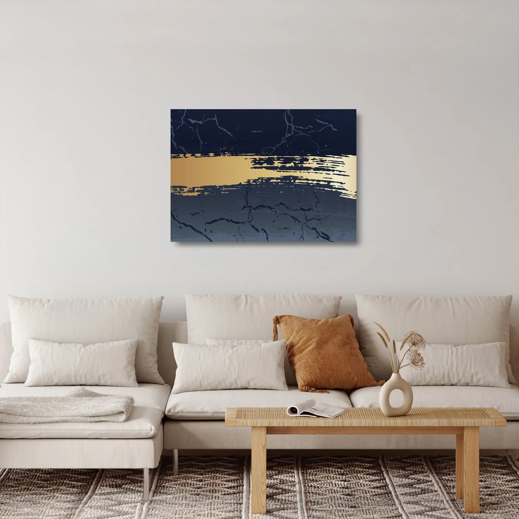Üveg kép - Kék és arany absztrakció N⁰2 (70x50 cm)