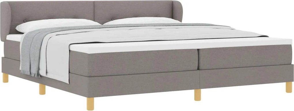 vidaXL Boxrugós ágy matracmal fejtámlával Tópszínű 200 x 200 cm szövet
