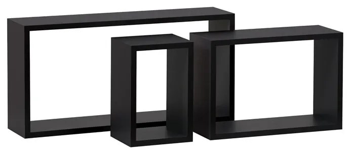 Modern 3 Darabos Polc Szett Fekete Színben P-009