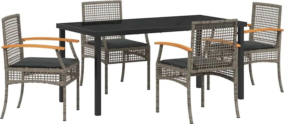 vidaXL Kert étkező szett 5 pcs Szürke polirattan