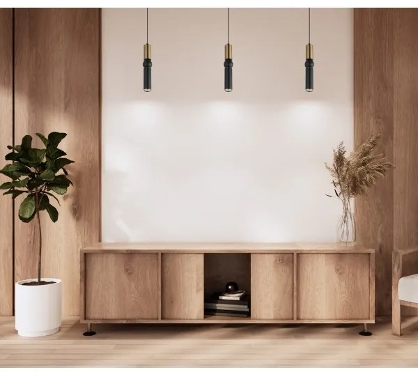 ITALUX PND-14290-1-BRO-BK - Csillár zsinóron ISIDORA 1xGU10/25W/230V fekete/bronz