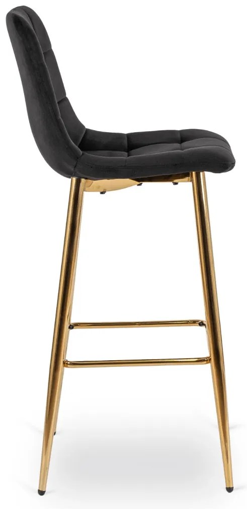 Fekete Bársony Bárszék Aranyszínű Lábbal. ARIEL