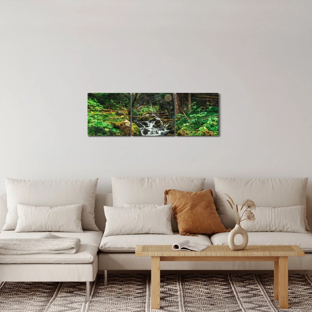Patak képe az erdőben (órával) (90x30 cm)