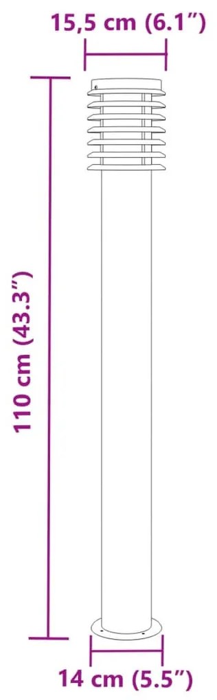 3 db ezüstszínű rozsdamentes acél kültéri állólámpa 110 cm