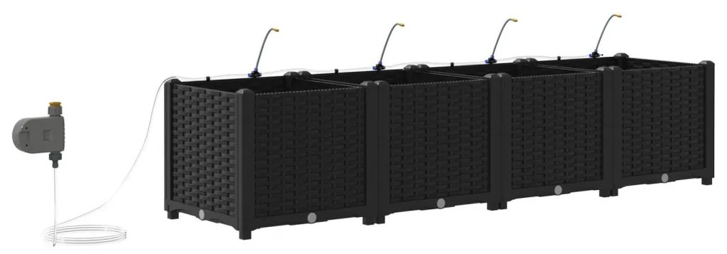 Kerti ültetők Fekete 160 x 40 x 37.5 cm Acél