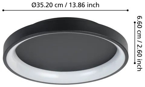 Eglo 901251 - LED Dimmelhető mennyezeti lámpa LORETELLO LED/12W/230V fekete + + távirányító
