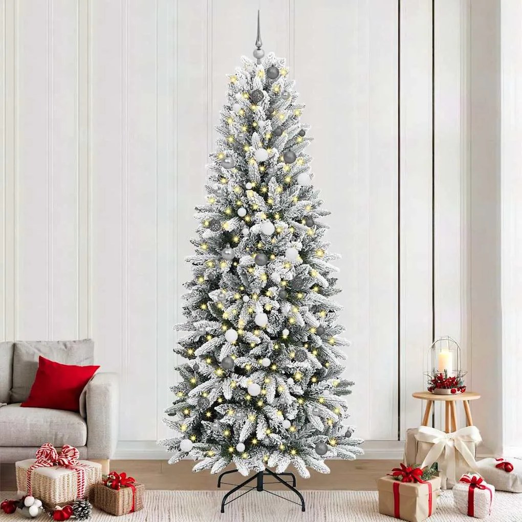 Műkarácsonyfa LED -es lámpákkal Fehér 240cm PVC
