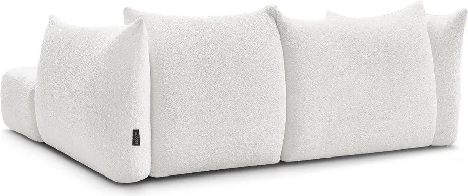 Fehér buklé sarokkanapé (jobb oldali-heverő résszel) Azra – Bobochic Paris