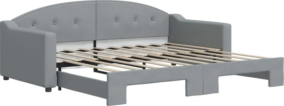vidaXL világosszürke kihúzható szövet heverő 90 x 190 cm