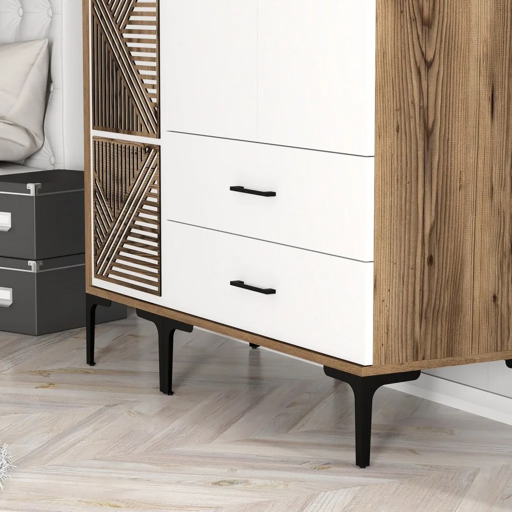 Kumsal gardróbszekrény, dió-fehér, 120 cm – TR845HCT5450