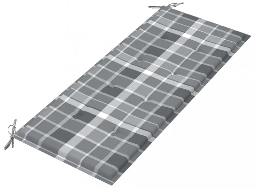 tömör tíkfa Batavia pad szürke kockás párnával 120 cm