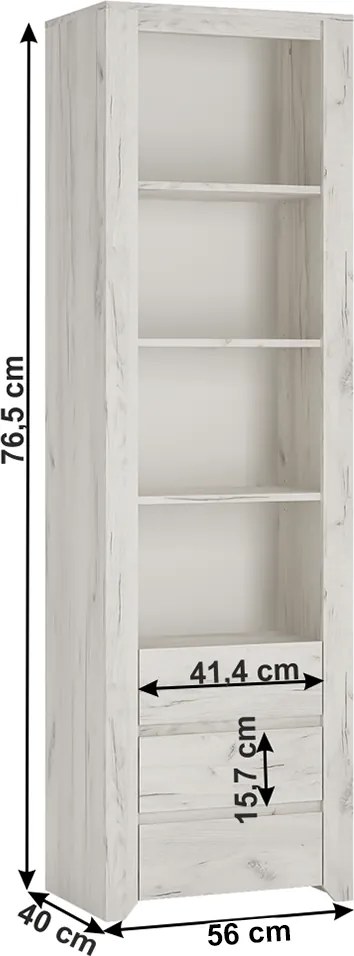 Könyvespolc typ 11, fehér craft, ANGEL