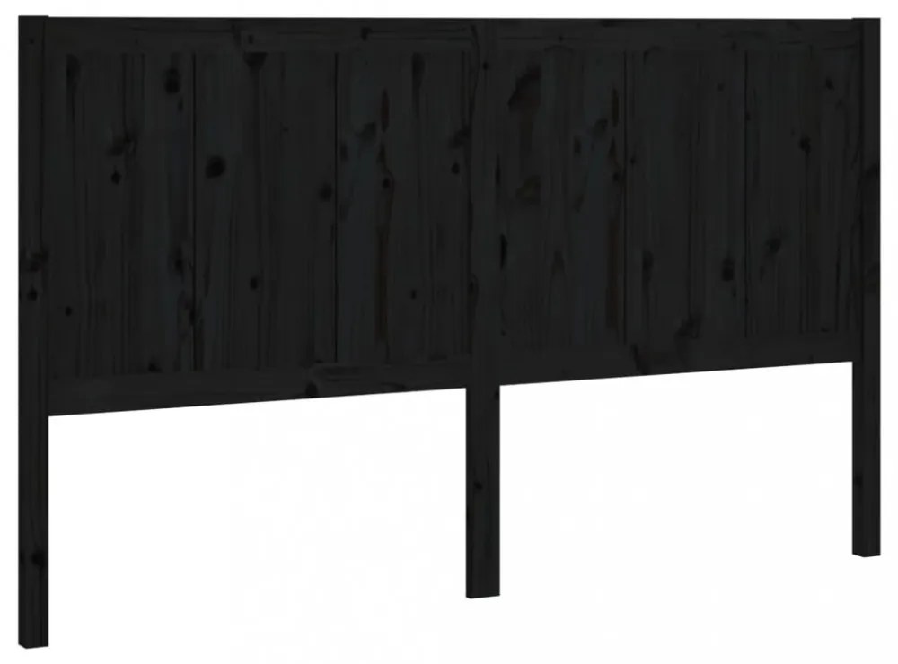 fekete tömör fenyőfa ágyfejtámla 205,5 x 4 x 100 cm