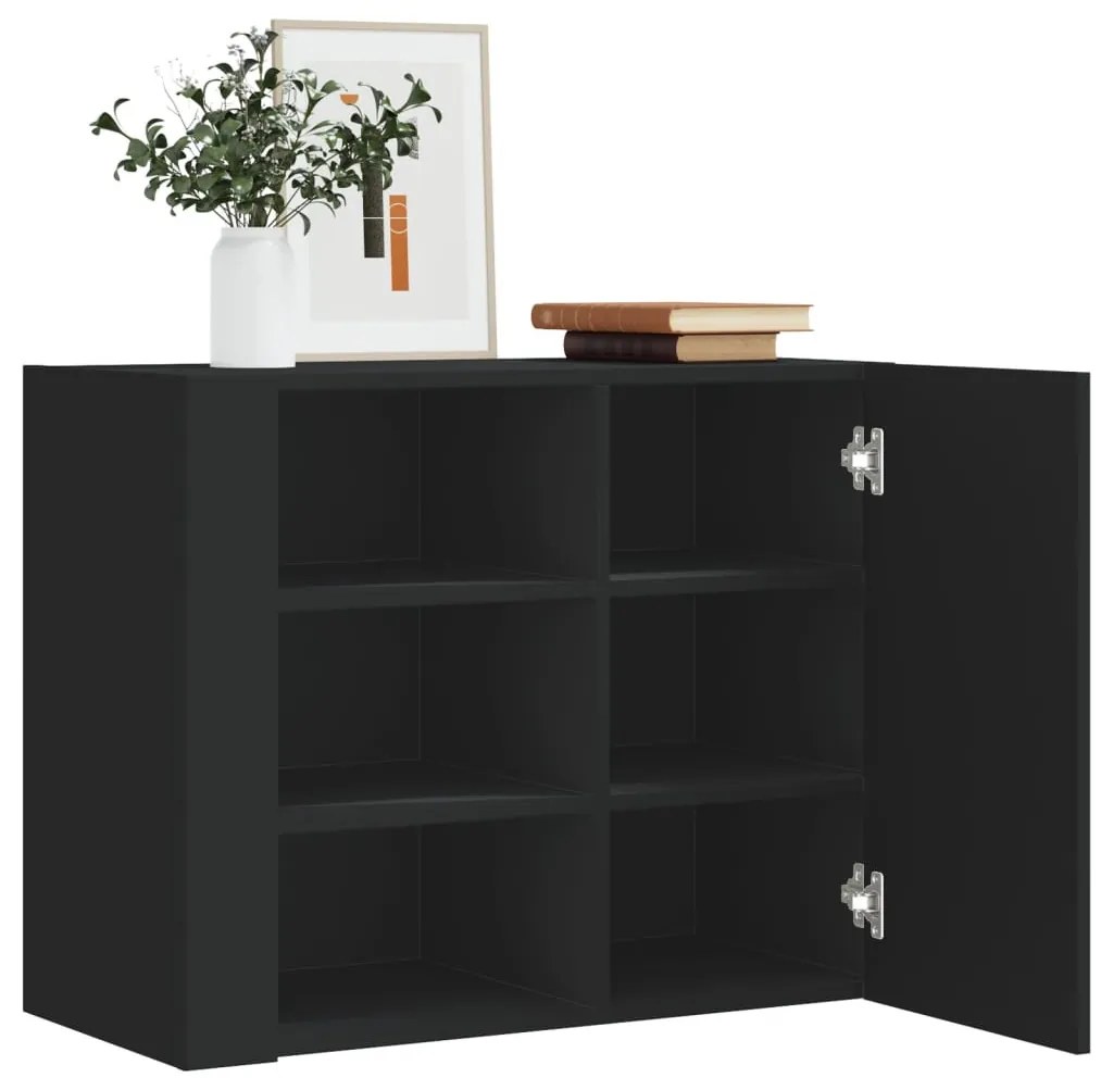 fekete szerelt fa faliszekrény 75 x 35 x 60 cm