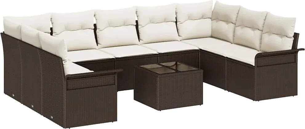 vidaXL Kerti Kanapé Szett tárolóval 10 pcs Szürke polirattan