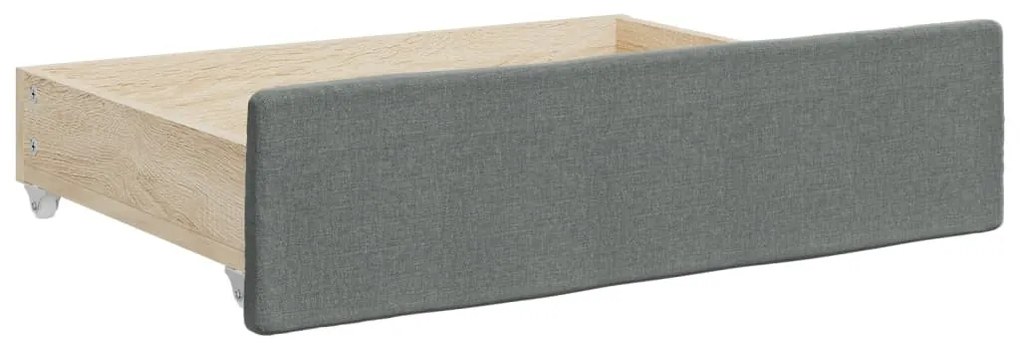 sötétszürke kihúzható szövet heverő fiókokkal 80 x 200 cm