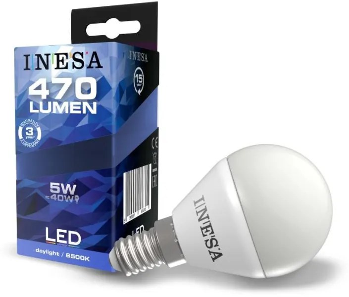 LED izzó E14 5W 160° LED gömb izzó 6500K G3 470Lm