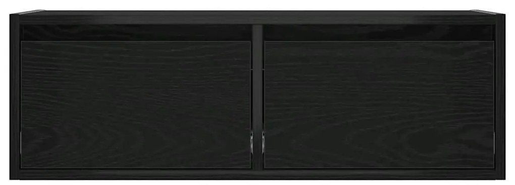 TV szekrény LED világítással fekete tölgyfa 75x35,5x25 cm