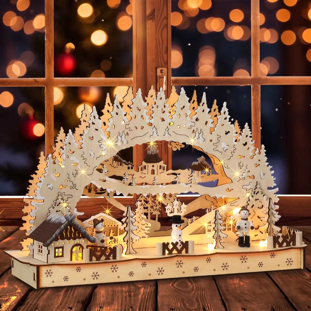 CLEMENT karácsonyi LED ív, 45x12,5x28cm, természetes barna Monzana