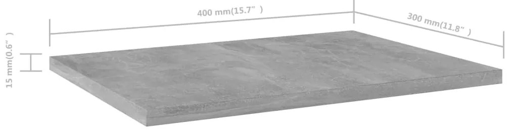 4 db betonszürke szerelt fa könyvespolc 40 x 30 x 1,5 cm