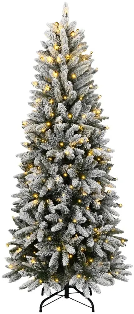 műkarácsonyfa 300 LED-del és pelyhes hóval 180 cm