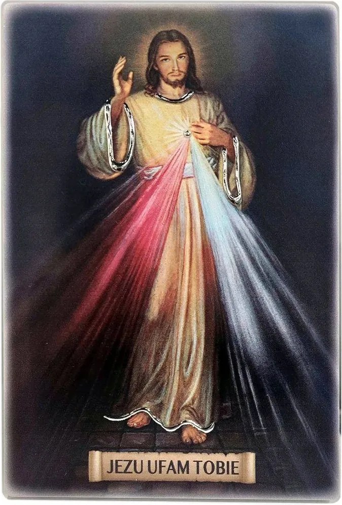 Irgalmas Jézus festett kép Jézus bízom benned Méret: 25x17 cm