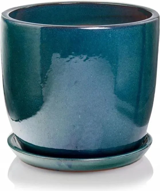 Kerámia virágtartó türkizkék, állvánnyal 23 cm