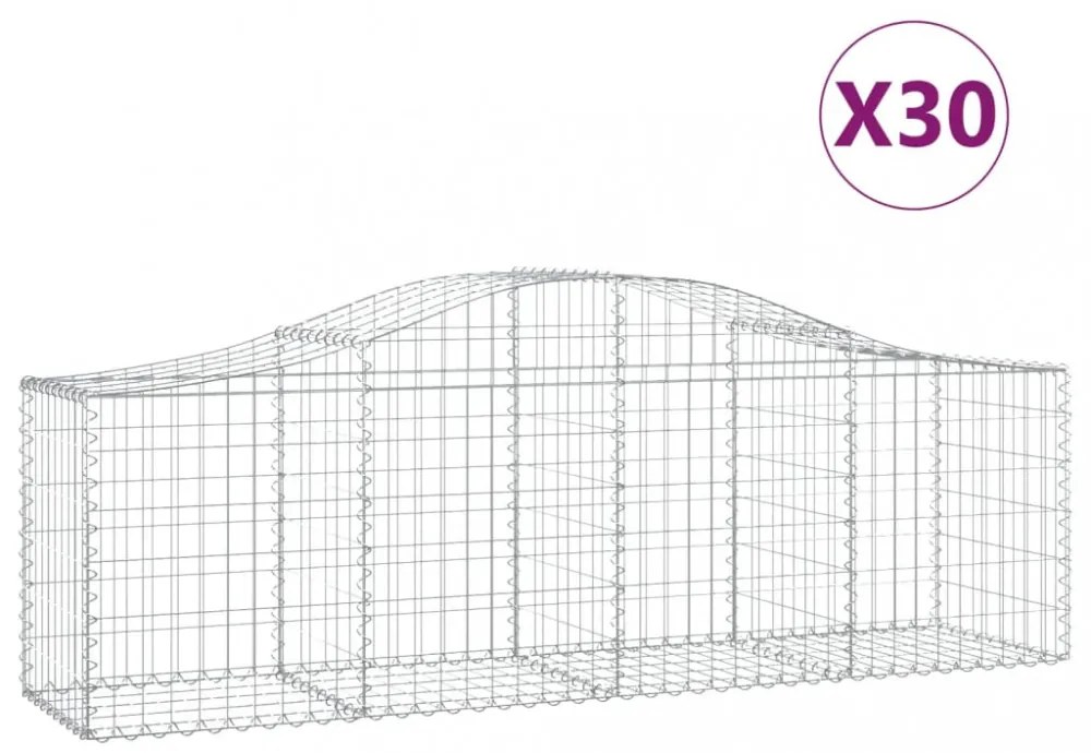 vidaXL 30 db íves horganyzott vas gabion kosár 200x50x60/80 cm