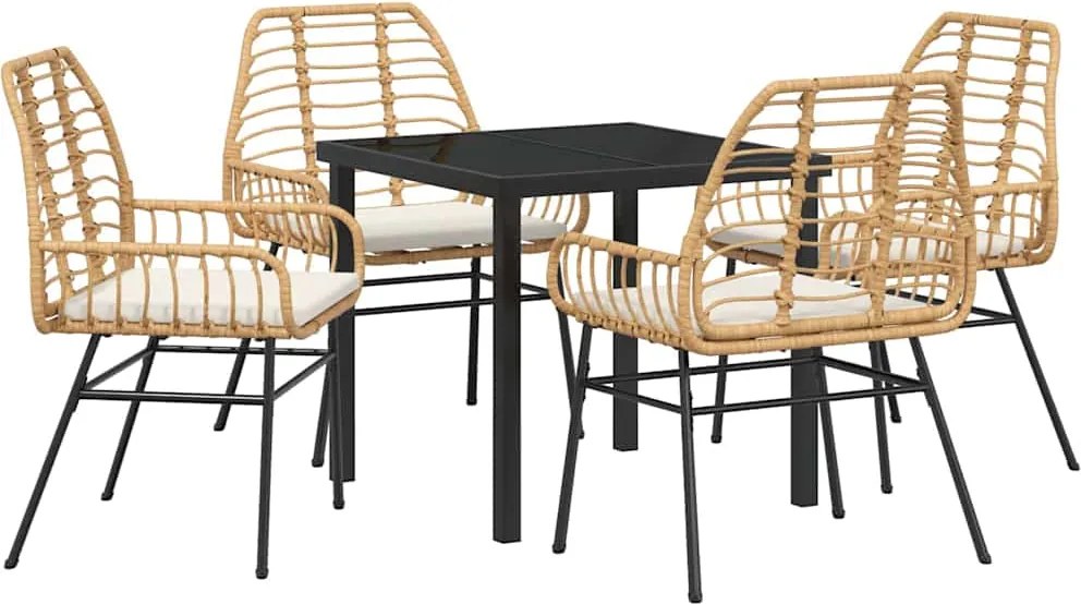 vidaXL Kert étkező szett 5 pcs Barna polirattan
