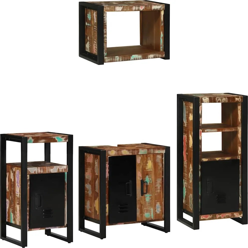 vidaXL Fürdőszoba bútor szett 4 pcs Szilárd Újrahasznosított Fa