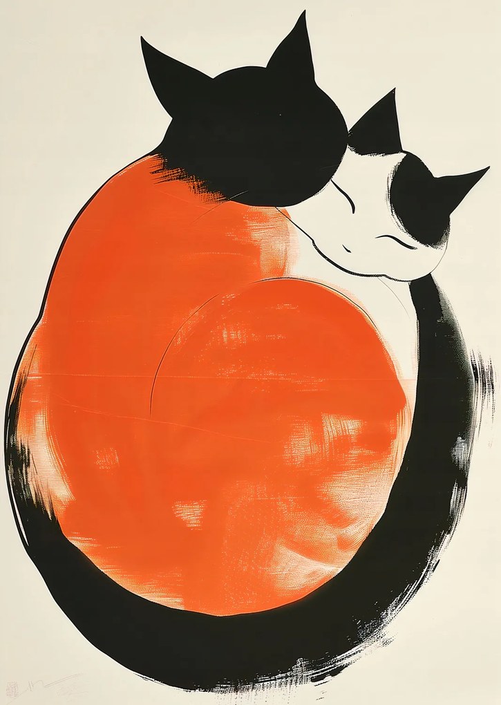 Poszter 67,5x95cm Yin és Yang macskák