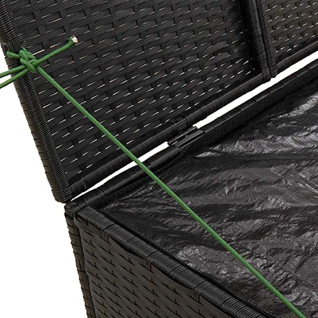 vidaXL fekete polyrattan kerti tárolóláda 291 L
