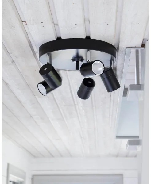 ByRydens 4200730-4002 - CORRECT spotlámpa, 5xGU10/7W/230V, fekete, átmérő 30 cm