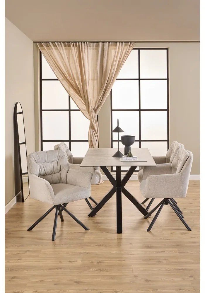 Bézs kárpitozott karfás étkezőfotel Alonso – Actona