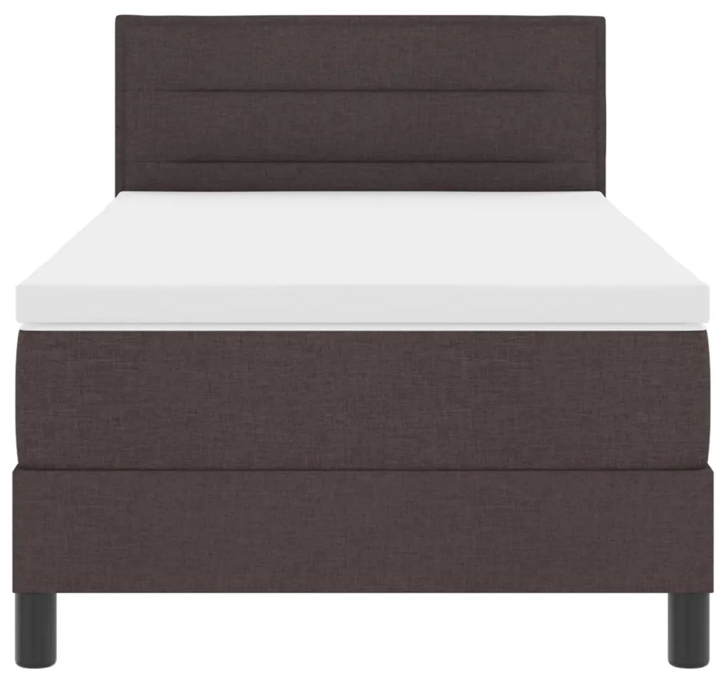 Boxspring Ágy Mattal és LED-fénnyel Sötétbarna 90x200 cm Szövet