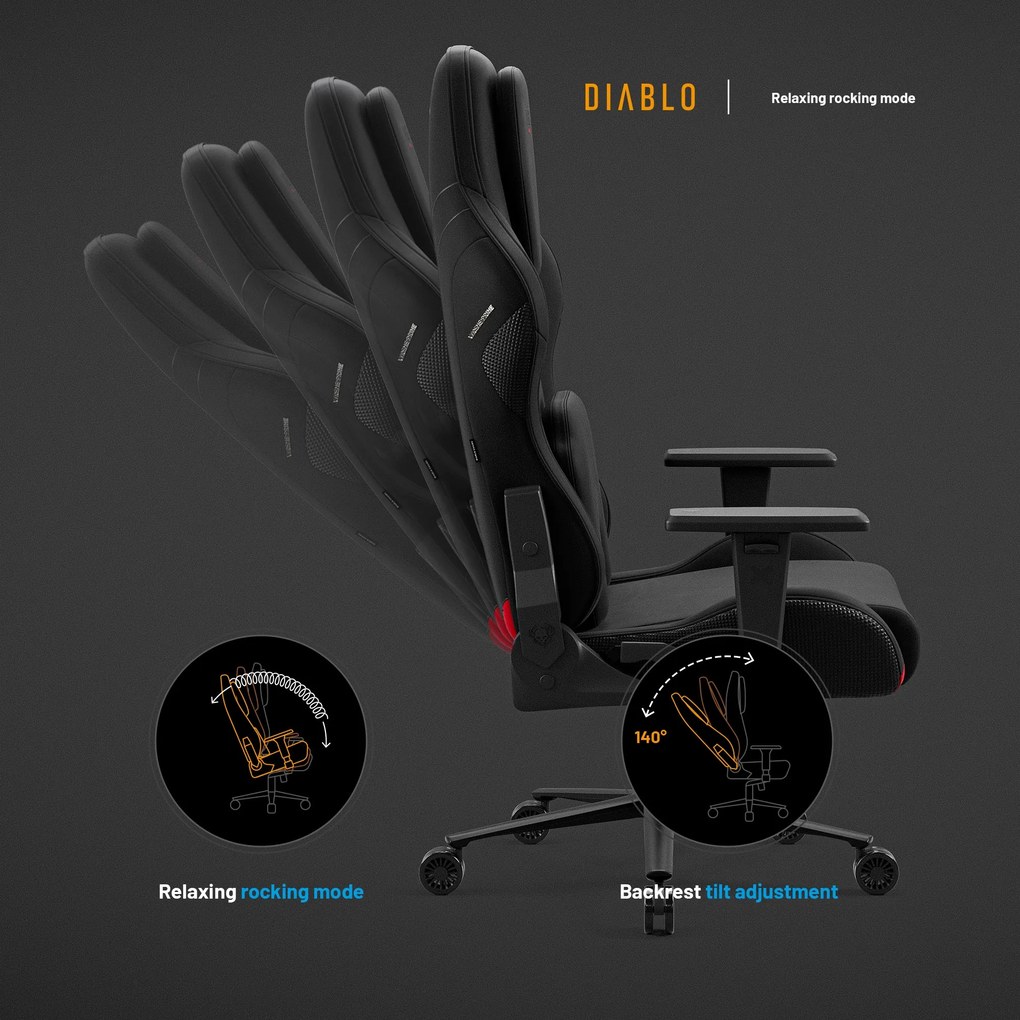 Gamer szék fekete Normal Size: Diablo X-One Prime Burned Black
