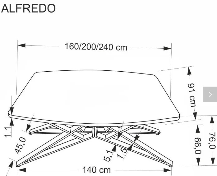 Alfredo bővíthető étkezőasztal fehér 160-240cm