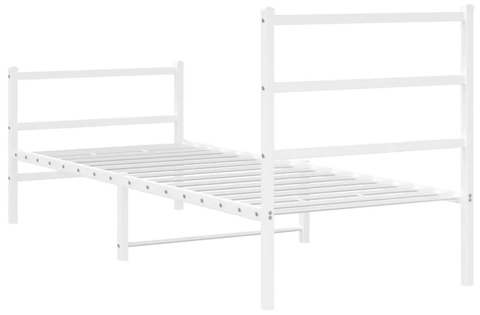fehér fém ágykeret fej- és lábtámlával 80 x 200 cm