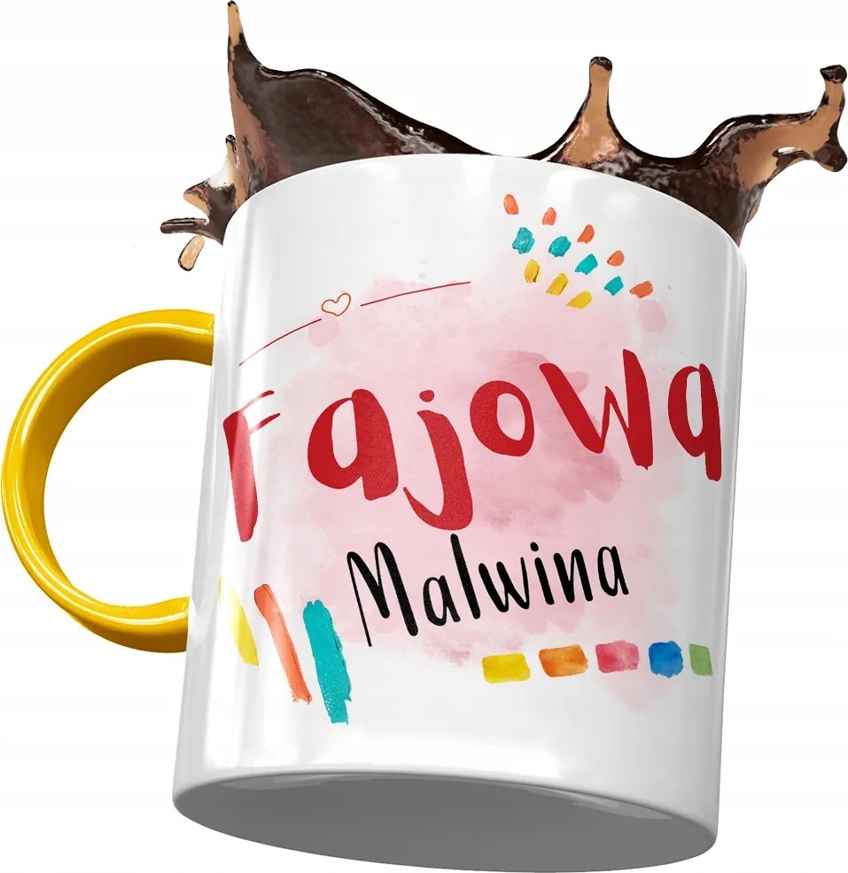 Sárga Bögre Malvina Barátnő Feleség Ajándék Nyomtatott Fotóval