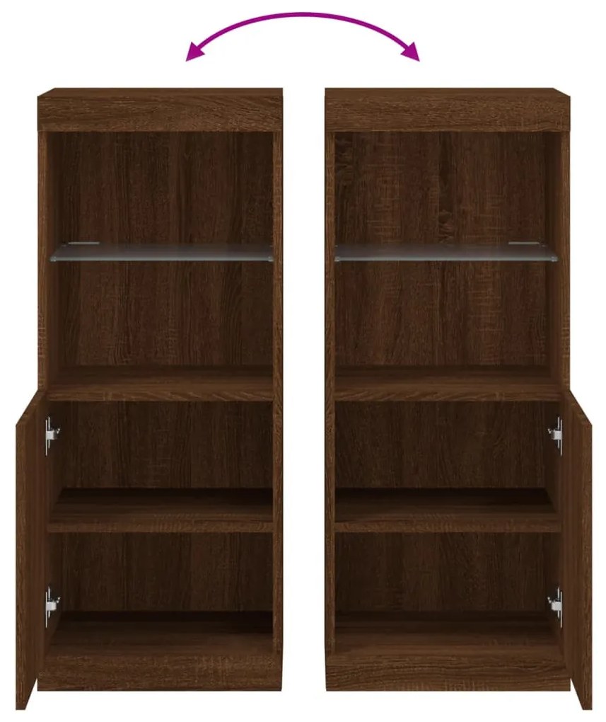 barna tölgy színű tálalószekrény LED-ekkel 41 x 37 x 100 cm