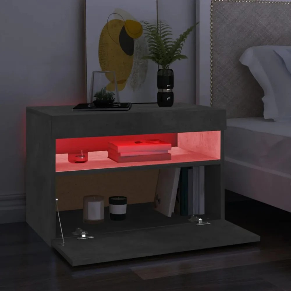 2 db betonszürke TV-szekrény LED-lámpákkal 60 x 35 x 40 cm