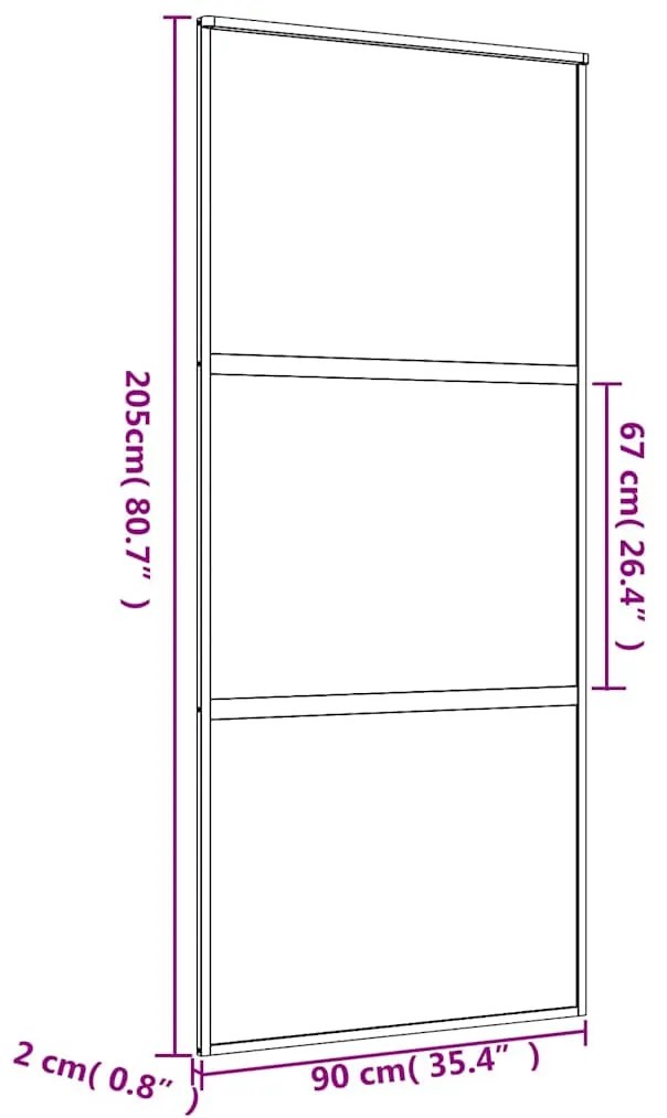 aranyszínű átlátszó ESG üveg és alumínium tolóajtó 90 x 205 cm