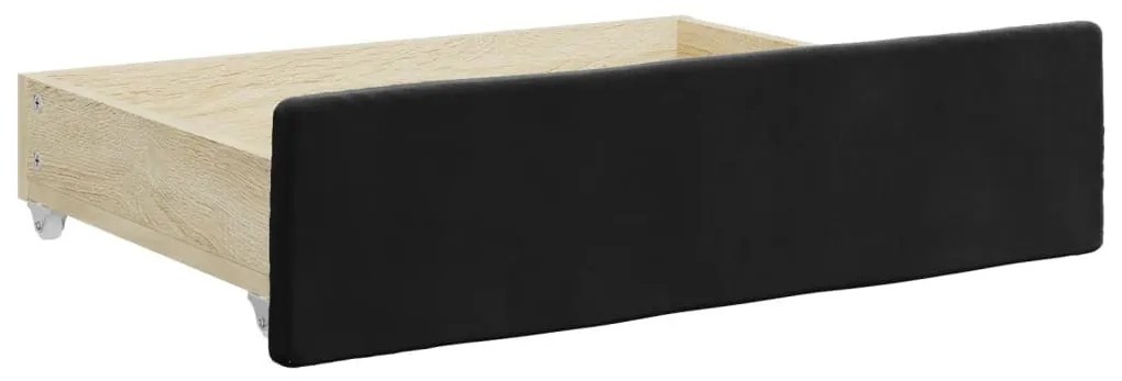 fekete kihúzható bársony heverő fiókkal 80 x 200 cm