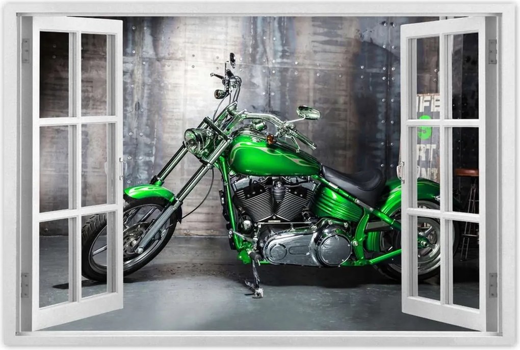 Poszterek 120x80 Zöld chopper Motorkerékpár