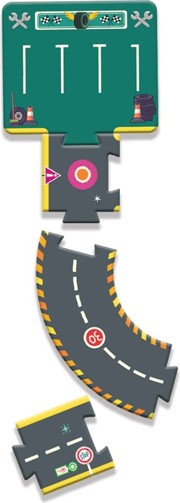 CRAZY MOTORS autópálya - Városi kőrút - City circuit - Giant puzzle - 26 pcs