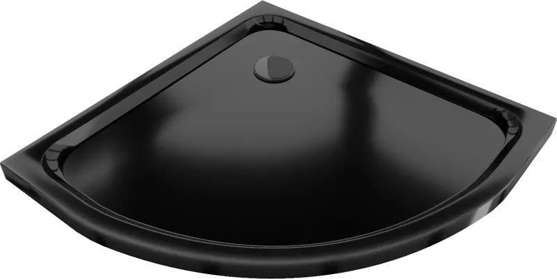 Mexen Flat slim félköríves zuhanytálca 90 x 90 cm, fekete, fekete szifon - 41709090B