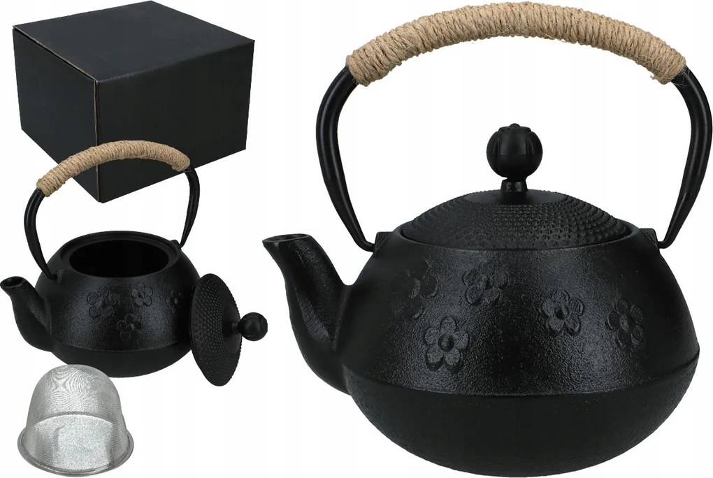 Öntöttvas teáskanna zománcozott betéttel